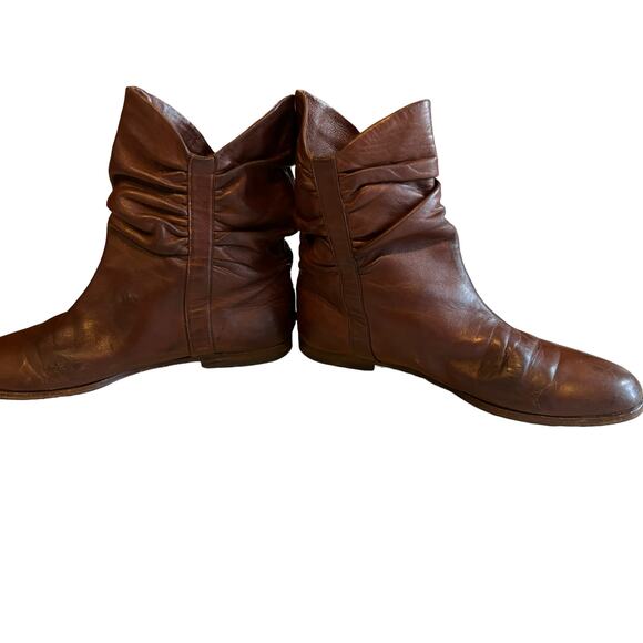 Gucci Leather Slouchy Flat Ankle Boots Brown 8 - Picture 12 of 15